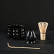 Clear glaze Japanese matcha set with ceramic bowl and bamboo whisk