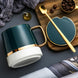 Nordic ceramic coffee mug, 350ml, with lid and spoon