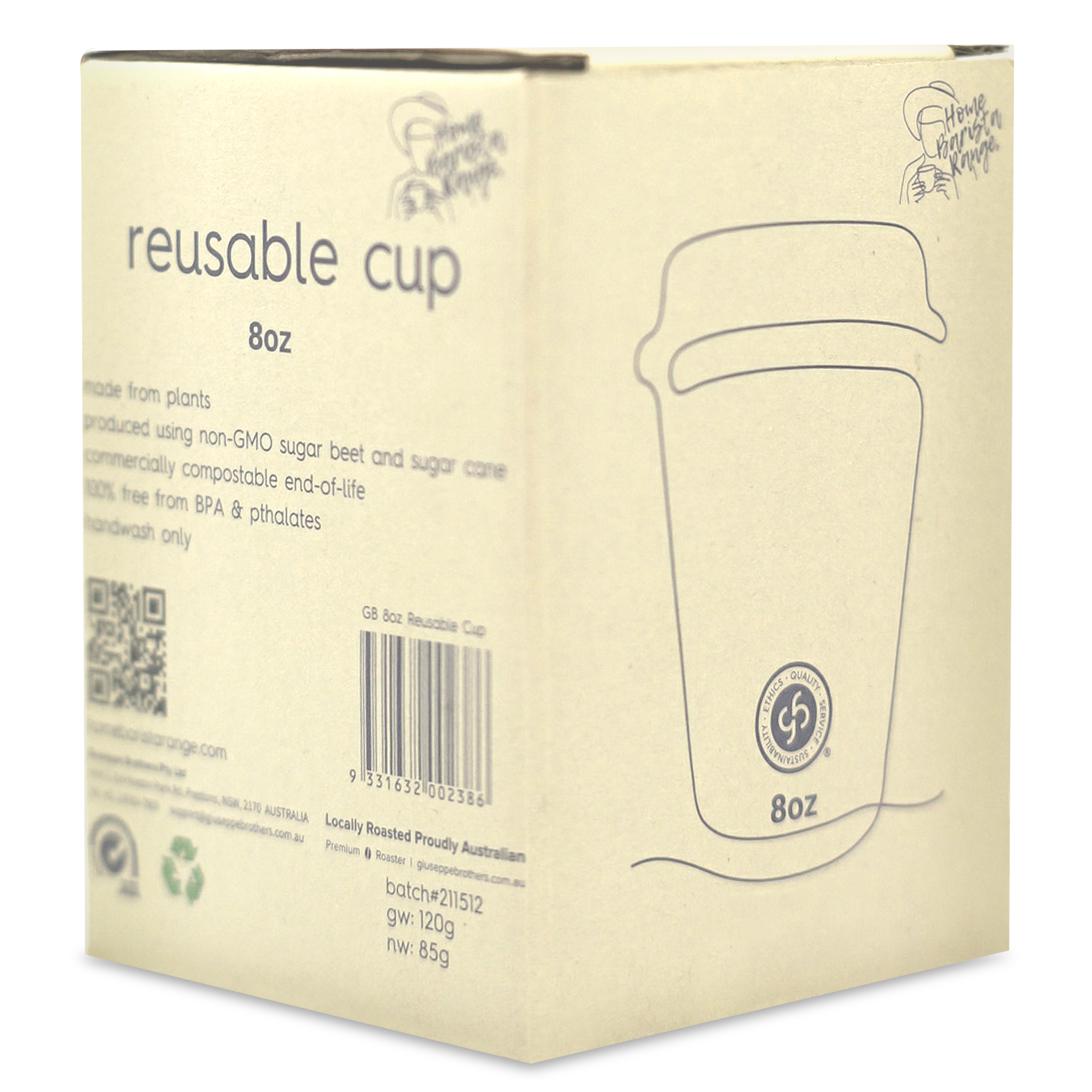 Reusable Cup & Silicone lid - 8oz