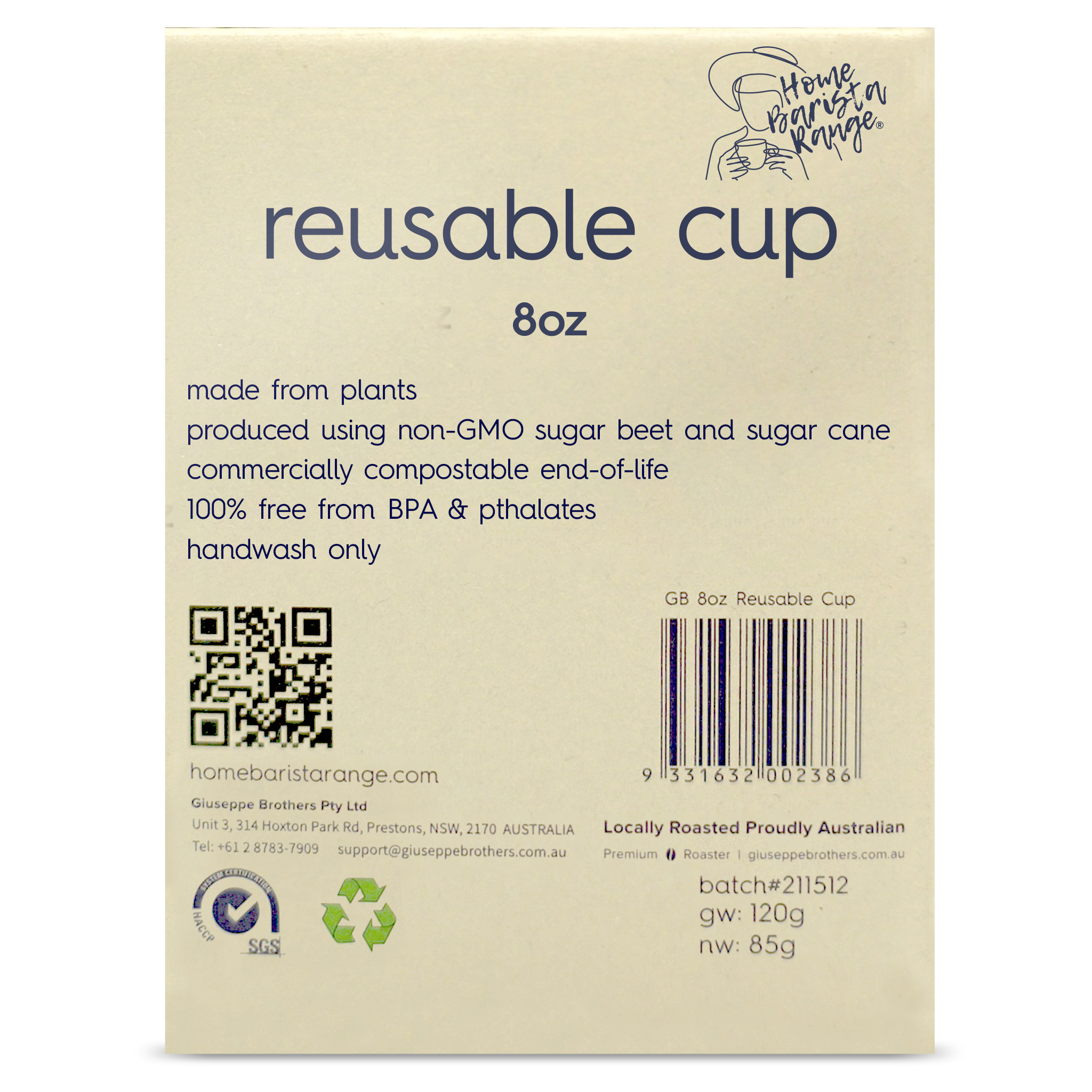 Reusable Cup & Silicone lid - 8oz