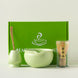 Japanese matcha tea set with embossed bowl, bamboo whisk and scoop